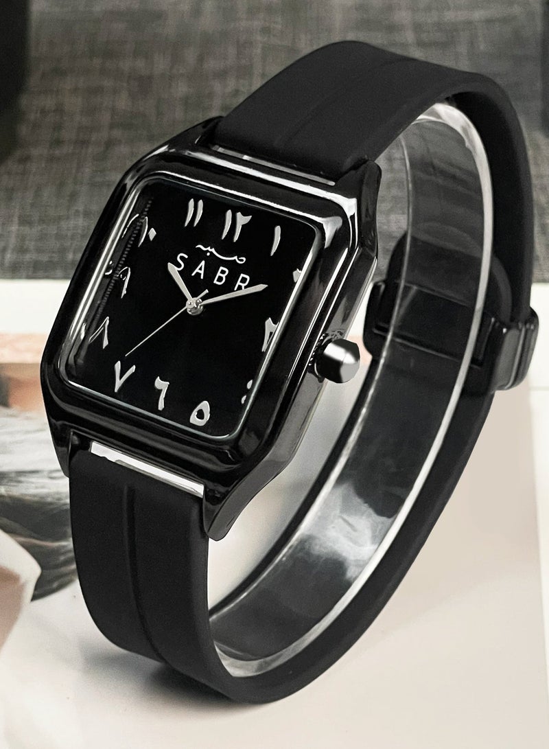 Sabr Square Arabic Numerals Watch for Men & Women – Japanese Quartz Minimalist Watch, Silicone Strap, Magnetic Buckle, 30M Water Resistant - Image 4